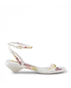 Prada Satin Floral Print Sandals 35 - White