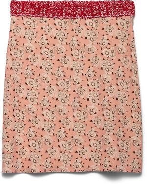 Prada Stretch-Silk Georgette Floral Mini Skirt - Pink