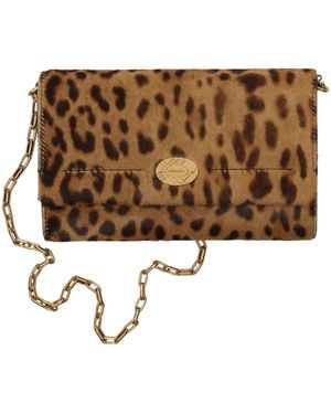 Burberry Calf Hair Leopard-Print Cotswolds Wallet - Brown