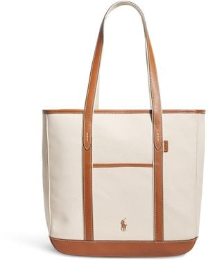 Polo Ralph Lauren Medium Canvas Polo Pony Tote Bag - Natural