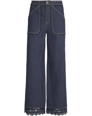 Cinq À Sept Guipure Lace-Trim Benji Jeans - Blue