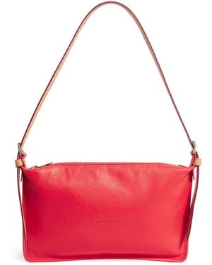 Longchamp Medium Leather Smoothie Half Cross-Body Bag - Red