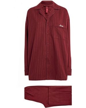 Skims Flannel Pinstripe Pyjama Set - Red