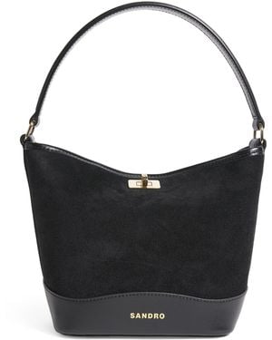 Sandro Mini Suede Tangoso Bucket Bag - Black