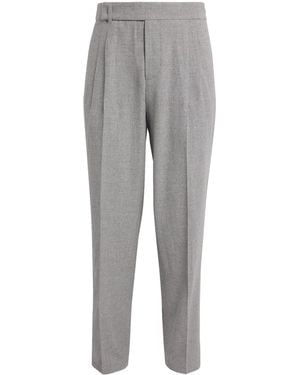 Isaia Wool-Blend Pleated Pants - Grey