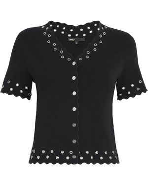 Maje Scalloped Eyelet Cardigan - Black