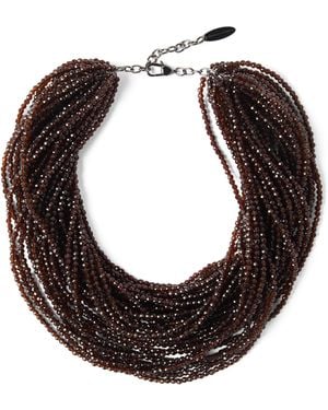 Brunello Cucinelli Sterling Beaded Necklace - Brown