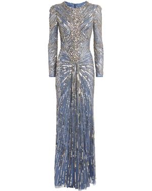 Jenny Packham Sequin Wiona Gown - Grey
