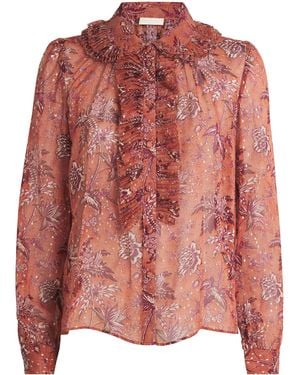 Ulla Johnson Silk-Blend Ruffle-Detail Nina Blouse - Pink