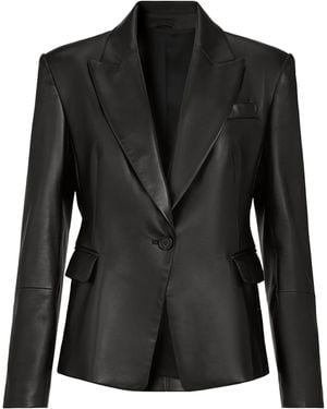 Brunello Cucinelli Nappa Leather Single-Breasted Blazer - Black