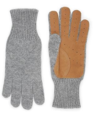 Brunello Cucinelli Cashmere-Suede Gloves - Gray