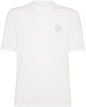 Brunello Cucinelli Logo High-Neck T-Shirt - White