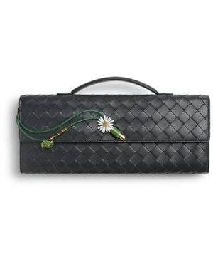 Bottega Veneta Leather Andiamo Clutch Bag - Black