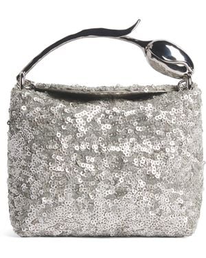 Erdem Mini Sequin-Embellished Bloom Top-Handle Bag - Metallic