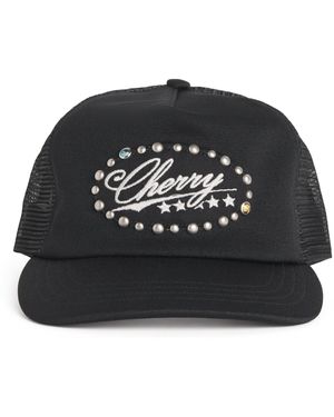 CHERRY LA Canvas Logo Embroidery Trucker Cap - Black