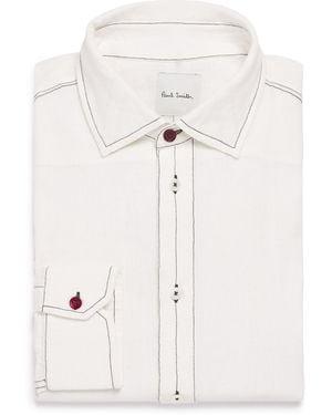 Paul Smith Linen Contrast-Stitch Shirt - White