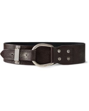 Ralph Lauren Leather Wide Buckle Belt - Black