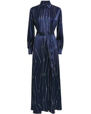 Kiton Silk Stripe Maxi Shirt Dress - Blue