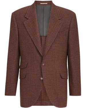 Brunello Cucinelli Cashmere Check Cavallo Blazer - Brown