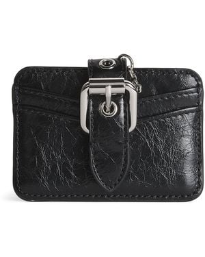 Maje Cracked Leather Miss M Card Holder - Black