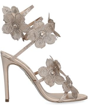 Rene Caovilla Satin Floral Cleo Sandals 105 - Natural