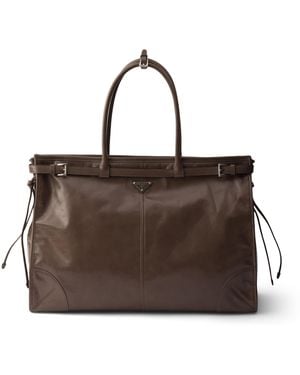 Prada Calfskin Bonnie Tote Bag - Brown
