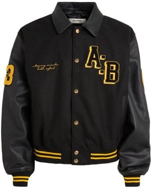 About Blank Leather-Wool Letterman Jacket - Black