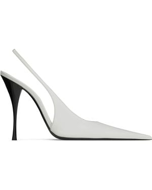 Saint Laurent Leather P.A.R.I.S Slingback Pumps 110 - White