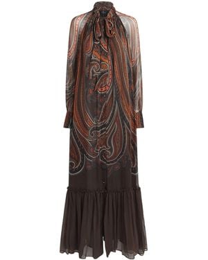 Etro Silk Paisley Maxi Dress - Brown