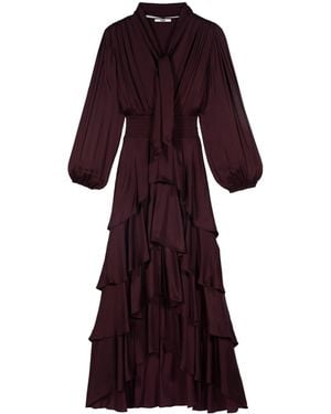Maje Tiered Pussybow Midi Dress