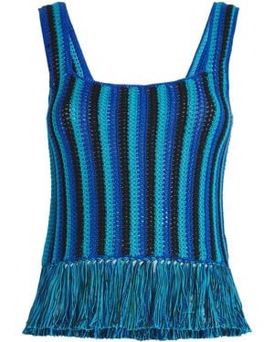 Escvdo Fringe Misti Top - Blue