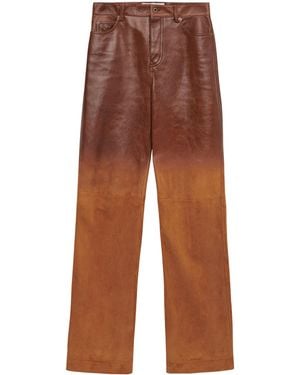 Loewe Lambskin-Suede Straight Trousers - Brown