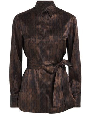 Kiton Silk Geometric Shirt - Black