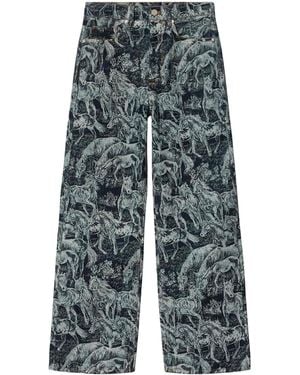 AllSaints Blake Mid-Rise Wide-Leg Jeans - Gray