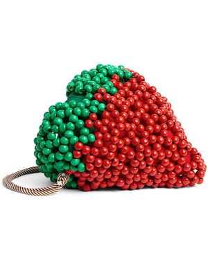 ALÉMAIS Mini Beaded Strawberry Shoulder Bag - Red