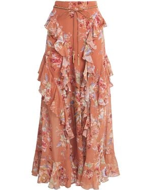 Zimmermann Cotton-Silk Awaken Maxi Skirt - Red