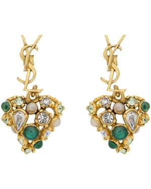 Saint Laurent Cassandre Heart Clip-On Pendant Earrings - Metallic