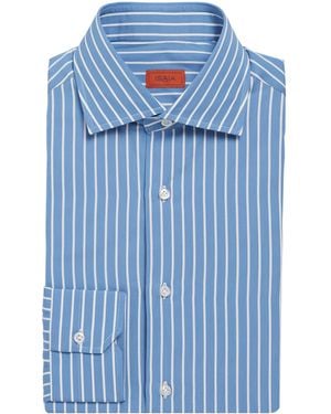 Isaia Cotton Striped Dress Shirt - Blue