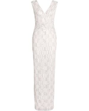 Pamella Roland Tulle Embellished Maxi Gown - White