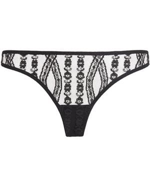 Coco De Mer Velvet-Lace Kiana Skirted Thong - Black