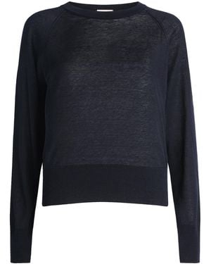 Agnona Linen-Silk Crew-Neck Sweater - Blue