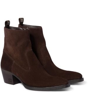 Miu Miu Suede Ankle Boots 45 - Brown