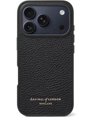 Aspinal of London Grained Leather Iphone 17 Pro Case - Black