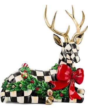 Mackenzie-Childs Courtly Check Resting Deer - Green