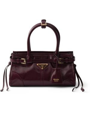 Prada Mini Leather Bonnie Shoulder Bag - Purple