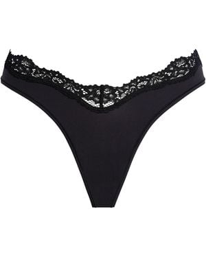 Skims Lace-Trim Fits Everybody Dipped Thong - Black