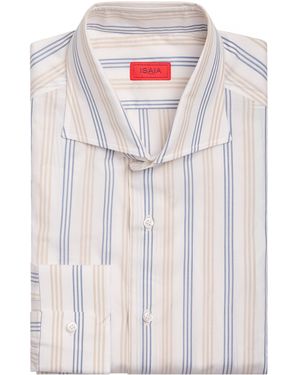 Isaia Cotton Stripe Dress Shirt - White