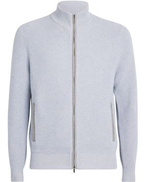 FIORONI CASHMERE Cashmere Zip-Up Cardigan - Blue