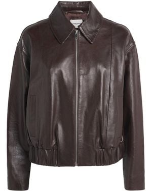 Claudie Pierlot Leather Zip-Up Jacket - Brown
