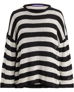 Ralph Lauren Mulberry Silk-Linen Stripe Jumper - Black